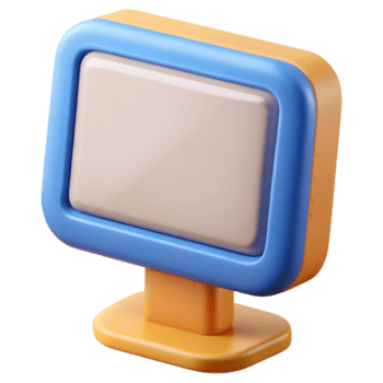 Charming Retro-Styled 3D Render of a Blank Computer Monitor, Displaying a Playful and Nostalgic Mood on Transparent Background png
