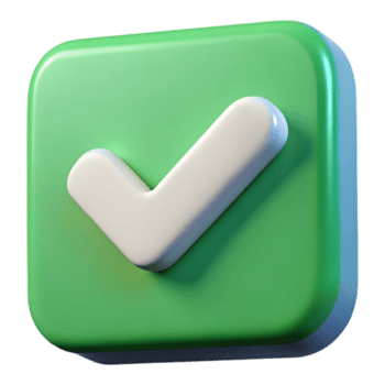 3d rendere di un' allegro verde segno di spunta icona positivo conferma simbolo per ui design e App sviluppo png