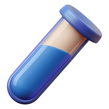 Shiny Blue Test Tube with Liquid Sample 3D Render of a Science Experiment in a Laboratory Setting png