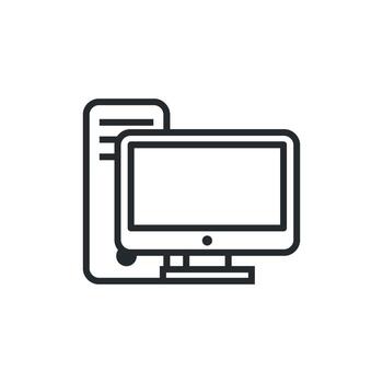 Line PC computer desktop icon template illustration design vector