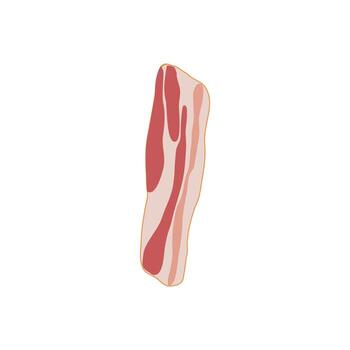 A strip of bacon in flat design style showing the texture and color vector