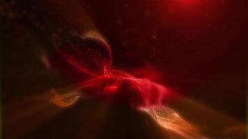 plasma ardiente rojo dorado olas moverse suavemente en espacio, radiante energía y ligero. video