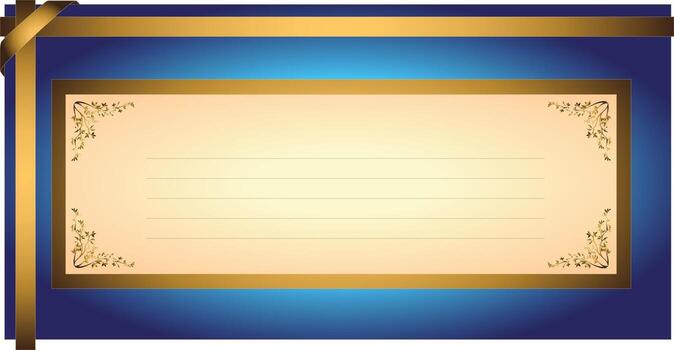 An empty frame with a golden ribbon and a copy space vector