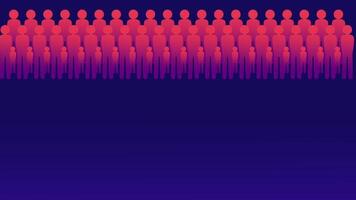 un' denso formazione di rosso umano figure allineato nel righe, che rappresentano unità, popolazione, e organizzato collettivo presenza nel Impressionante minimo design video