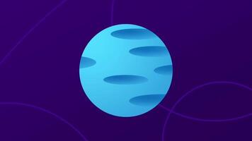 gestileerde minimaal visie van een ver weg gloeiend blauw planeet omringd door in een baan om de aarde Golf lijnen reeks in een mysterieus kosmisch ruimte achtergrond video