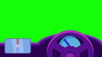 un' vivace Immagine mostrando un' timone ruota con un' luminosa verde sfondo, che rappresentano guida, navigazione, e veicolo operazione nel un' colorato stile video