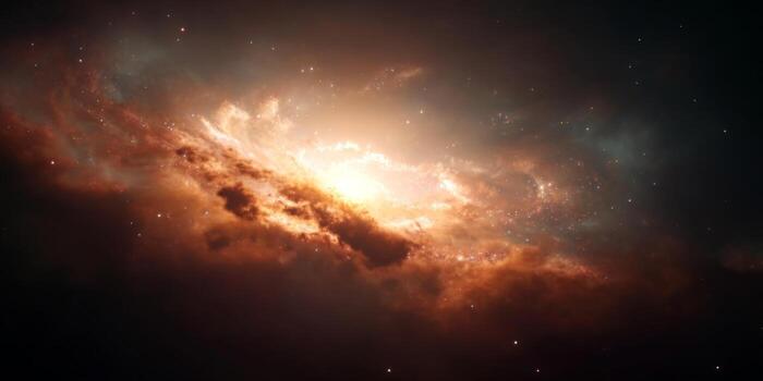 Stunning Cosmic View of Colorful Galaxy with Bright Stars and Nebula in Deep Space Setting photo