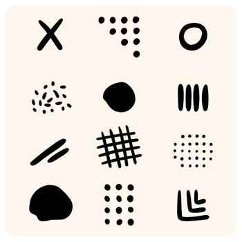 resumen negro dibujado a mano formas y puntos modelo vector