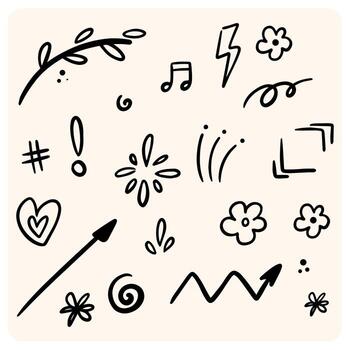 Hand-Drawn Abstract Doodle Elements and Shapes vector