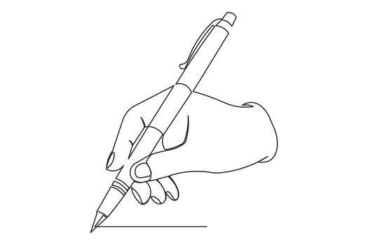 Creative ball pen continuous one line minimalist style isolate outline abstract artwork vector