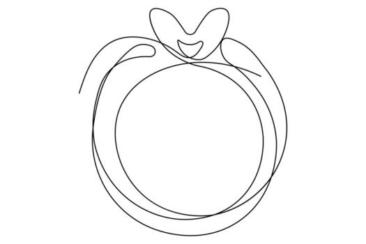 Romantic wedding ring continuous one line drawing isolate simple abstract elegant design vector