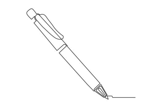 Stylish ball pen continuous one line minimalist drawing isolate outline abstract artwork vector