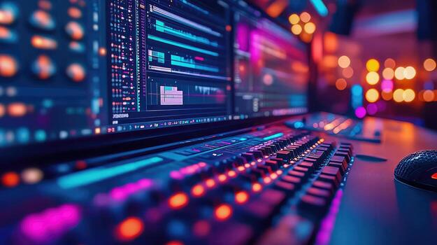 A computer monitor with a mouse and keyboard photo