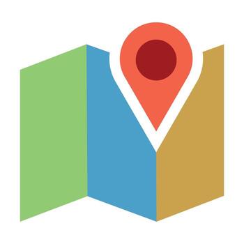 Location Map Pin Icon on Folded Map, Navigation GPS Pin on Abstract Map vector