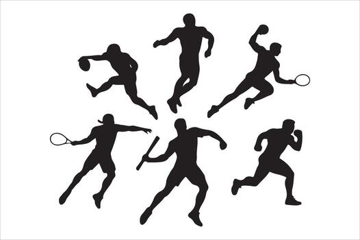 Dynamic silhouette collection of athletes in action for sports design and content creation vector