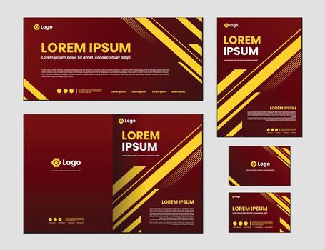 dark red and yellow combination background branding template vector