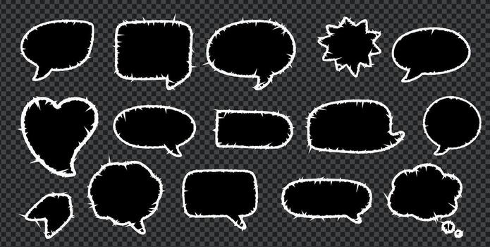 lápiz de color hablar habla texto tiza en un garabatear marco caja con áspero bordes lápiz de color hablar ilustración de burbuja formas, un nube bosquejo, un cómic diálogo etiqueta, y un gráfico bg modelo. vector