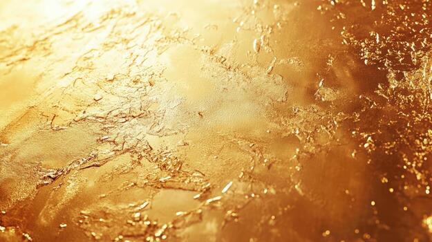 Glimmering gold texture presents a luminous, reflective surface with intricate patterns throughout the whole frame photo