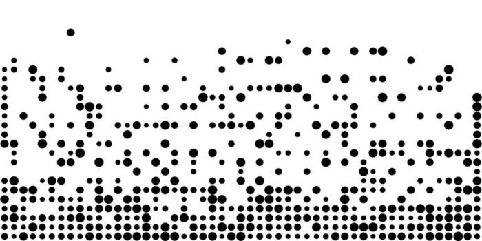 Fading grid pattern with digital square particles in motion concept of disintegration for technology background abstract geometric texture with halftone grainy fade vector