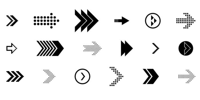 Complete swipe arrows pack for UI with scroll button symbols line and pixel style direction arrows next slide up down left right finger touch icon elements vector