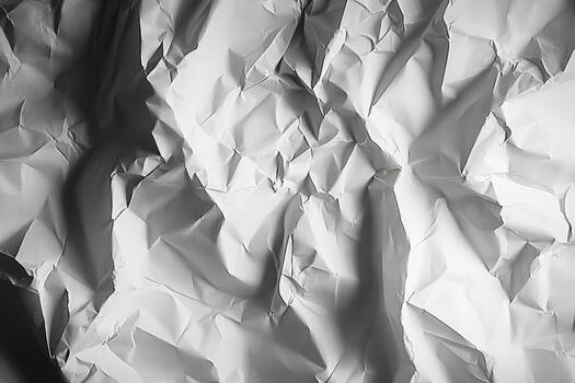 Abstract pattern with crumpled white paper showing shadows and highlights across the uneven surface photo