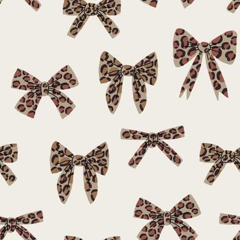 Bow Leopard Seamless Pattern vector