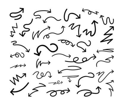 Set of unique doodle arrow pointer illustration collection for infographic web and graphic design vector