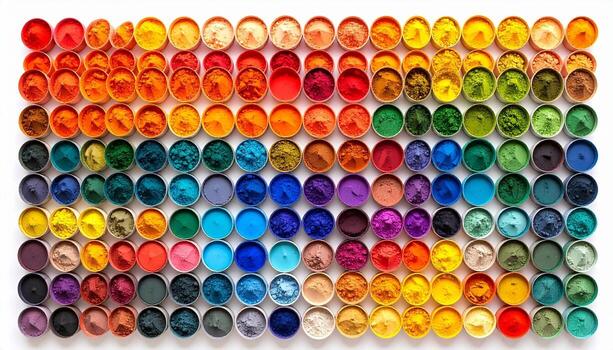 Vibrant Array A Spectrum of Pigments in Organized Containers photo