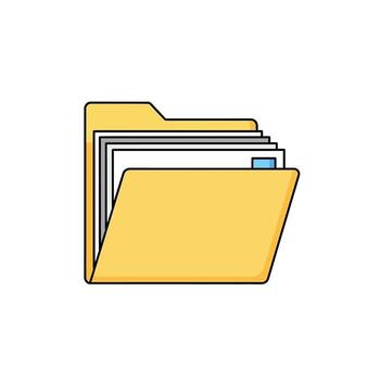 Open File Folder with Documents Line Icon vector
