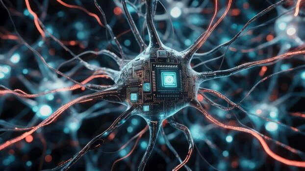 neural red con un circuito tablero foto