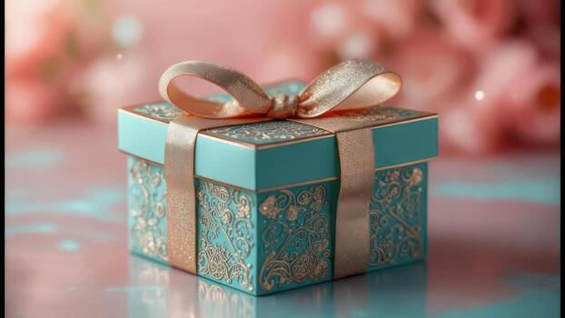 Gift box on a pink background photo