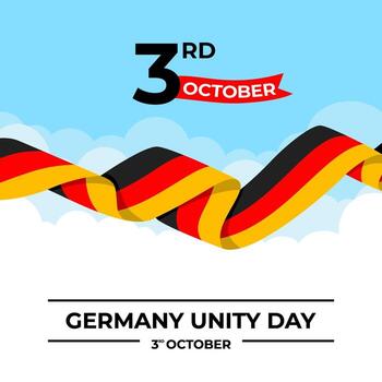 german unity day poster with waving flag ribbon vector