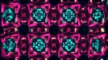 hypnotisk neon geometrisk tunnel med pulserande lampor och kalejdoskopisk mönster video