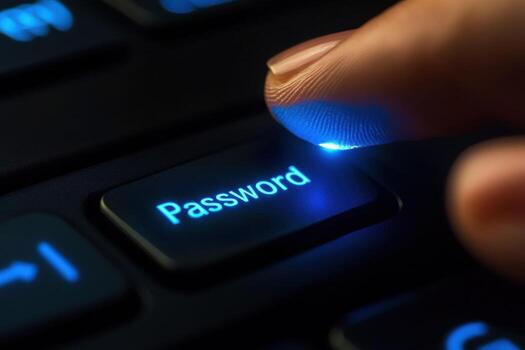 A person is pressing a button on a keyboard with the word password photo