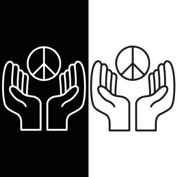 Illustration of Open Hands Gently Holding the International Peace Symbol Representing Unity and Harmony Across the World vector