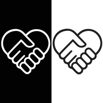 Heart Shaped Handshake Symbol Representing Peace Unity and Human Connection in Black and White Design vector