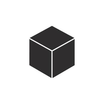 Cube silhouette 3d geometric shape block isolated on white background vector