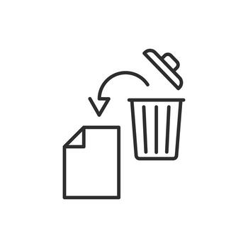 recover deleted icon, restore information or data, thin line symbol on white background editable stroke illustration vector