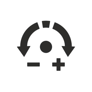 increase or decrease icon, adjust more less, rotate left right, plus or minus rotation, flat symbol illustration vector