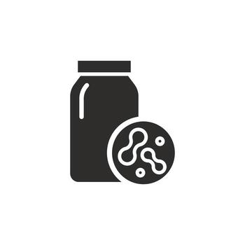 icon of fermentation process in glass jar, yeast starter, thin line symbol on white background illustration vector