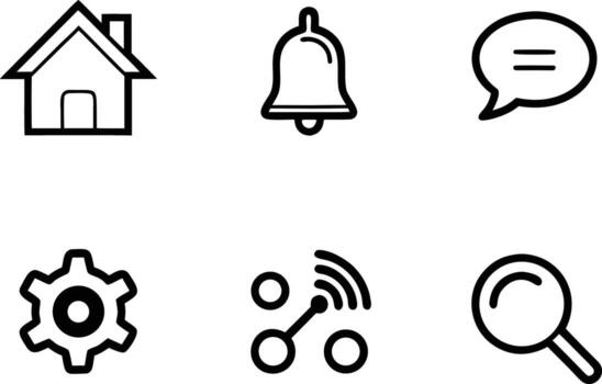 moderno social medios de comunicación interfaz icono conjunto creativo ui esenciales para aplicaciones y sitios web vector