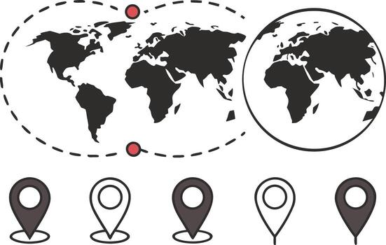 moderno mapa marcadores y navegación símbolos digital mapas y geo alfiler diseño conjunto vector