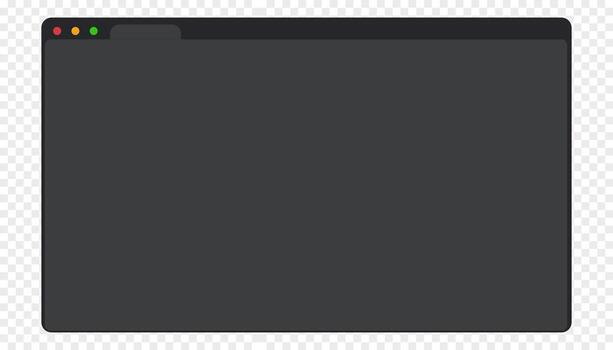 Web browser mockup window in dark mode modern flat simple line. web interface blank. Frame screen webpage ui template, interface bar vector