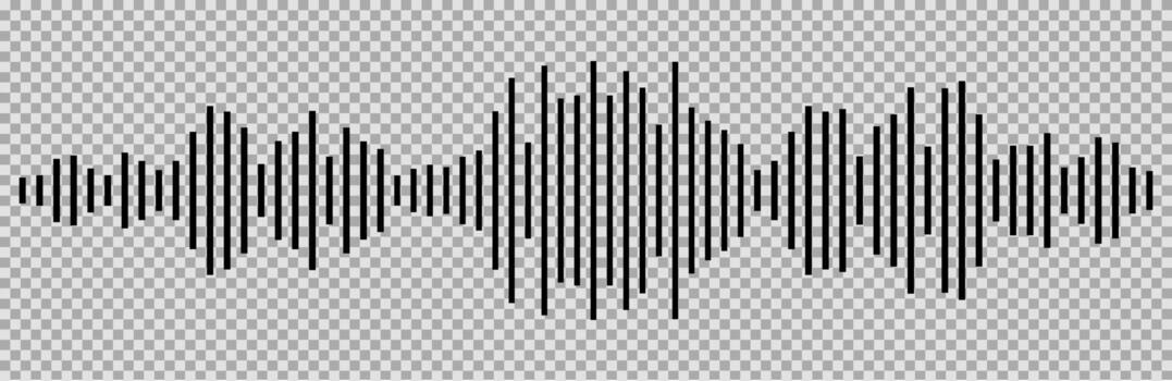 Sound radio wave icon, voice message podcast audio recording. Music waveform pulse, equalizer rhythm symbol. Record level vibration vector