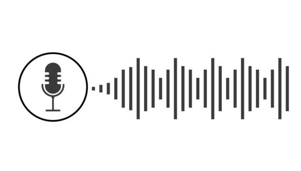 podcast icono audio voz registro, música ola. micrófono símbolo, hablar, discurso. voz grabar botón o audio llamar. retro sencillo icono vector
