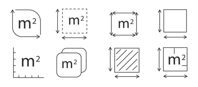 Square meter icon line quantity area, m2 measuring area sign or symbol. Simple territory measurement. Flat area square meter. vector