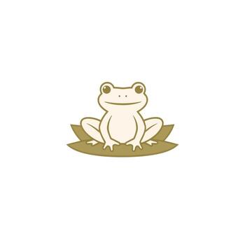 Frog sitting on a leaf logo design vector