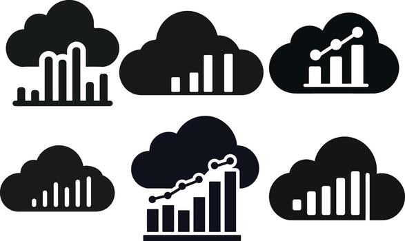 silueta de nube informática icono con bar gráfico vector
