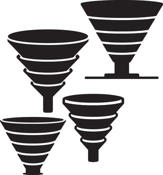 Four Layer Funnel Chart Silhouette vector