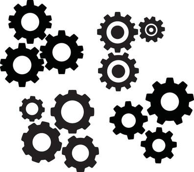 Gears Symbolizing Process Silhouette vector